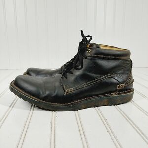 Clarks Remsen Black Leather Round Toe  Cushioned Lace-up Hi Boots C965